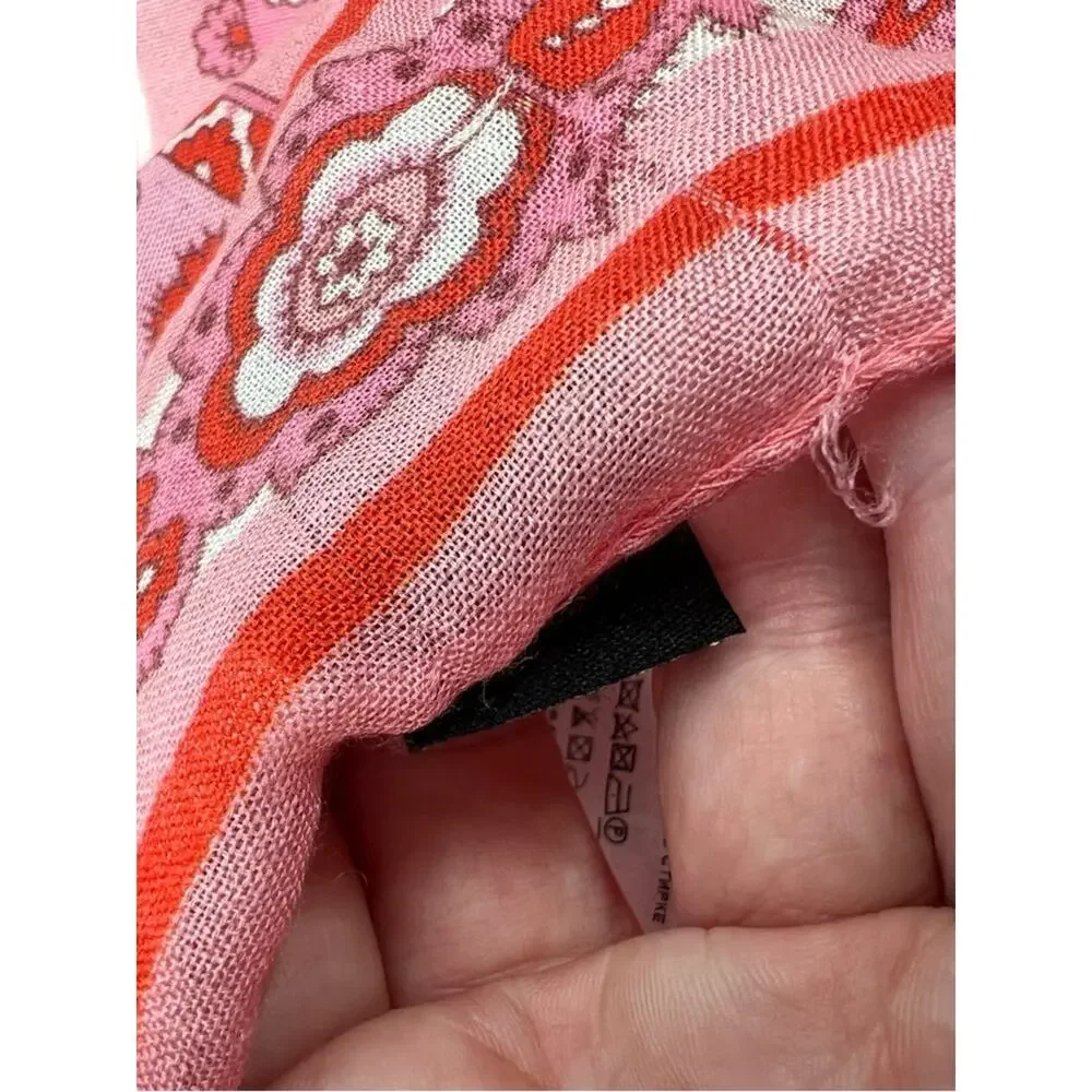Etro paisley print rose pink frayed edge‎ scarf cashmere silk wool